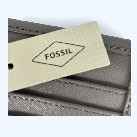 Fossil Lainie Gray Crossgrain Leather Organizer Credit Card Snap Wallet NWT - Picture 7 of 10